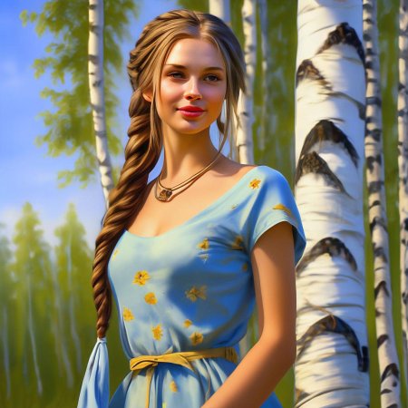 Русская красавица с косой