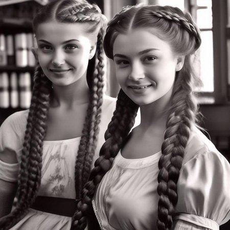 Девушка с косами