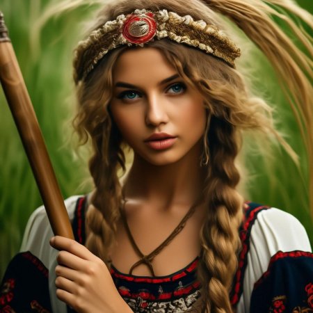 Русская красавица с косой