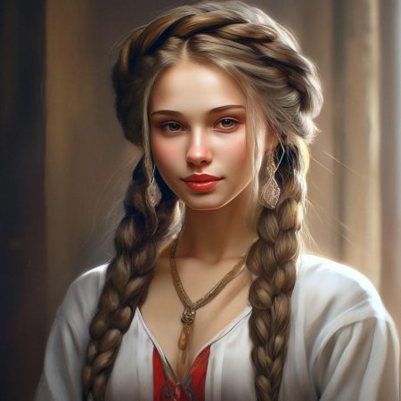 Девушка с косами