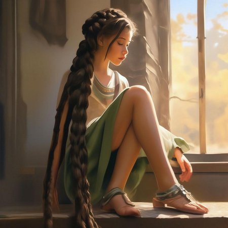 Девушка с длинной косой