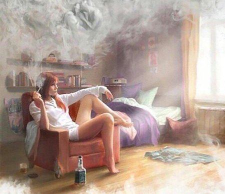 Девушка думает