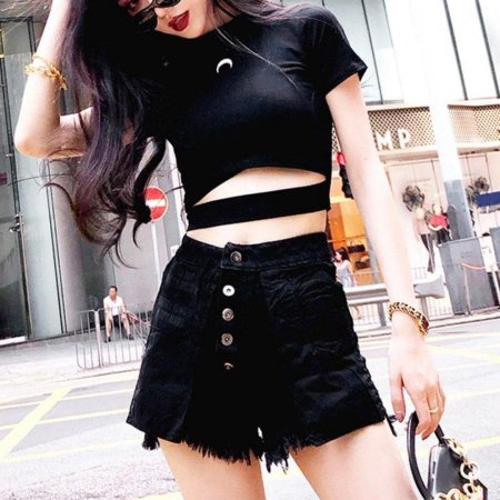 Goth outfit Грандж чёрная корейская одежда