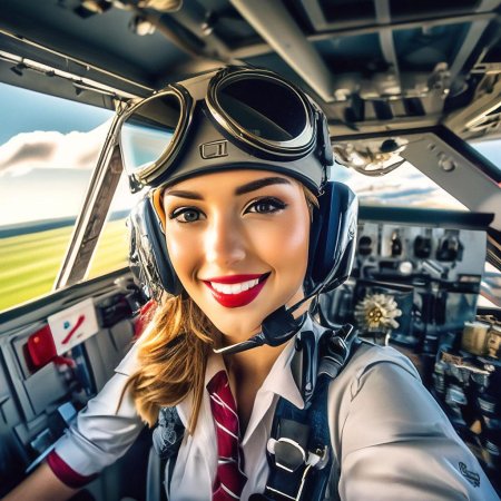 Девушка пилот самолета