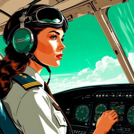 В кабине самолета