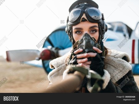 Girl Pilot in Oxygen Mask