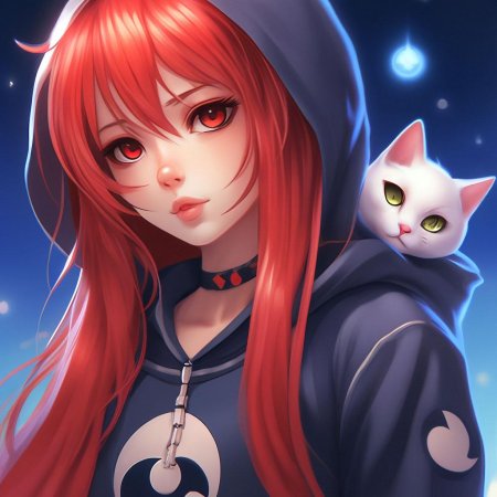 Аниме девочка с красными волосами