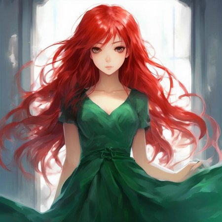 Девушка с зелеными волосами аниме