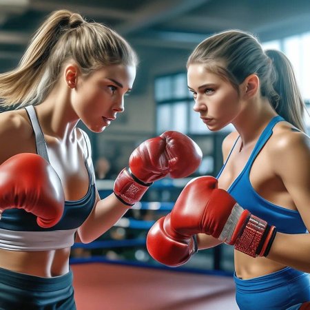 Девушка в боксерских перчатках