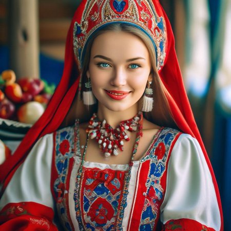 Русская красавица в национальном костюме