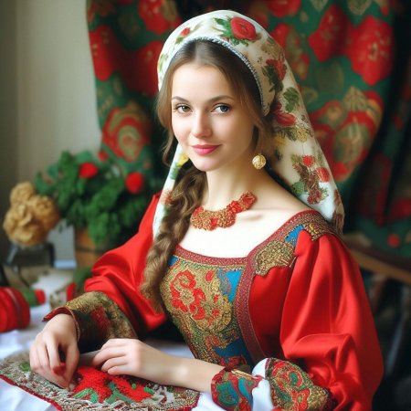 Русская красавица в национальном костюме
