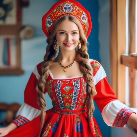 Русская девушка в народном костюме