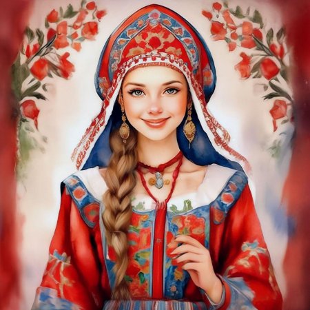 Русская девушка рисунок