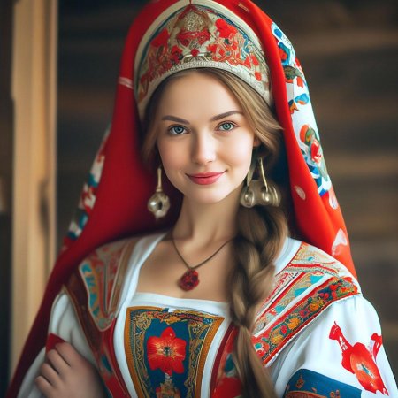 Русская красавица в национальном костюме
