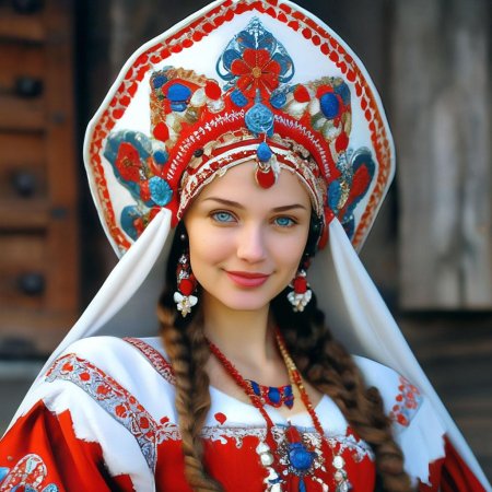 Русская красавица в национальном костюме