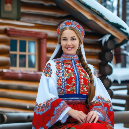 Русская девушка в народном костюме