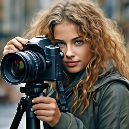 Фотограф девушка с фотоаппаратом