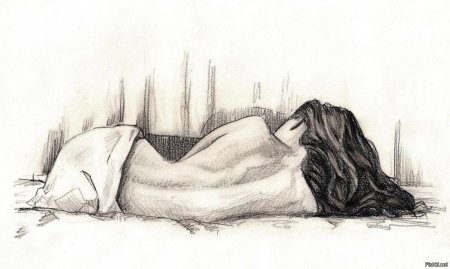 Девушка спит карандашом