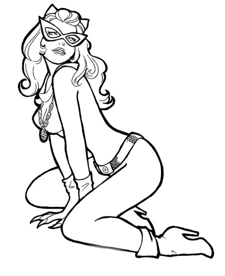 Раскраска женщина кошка