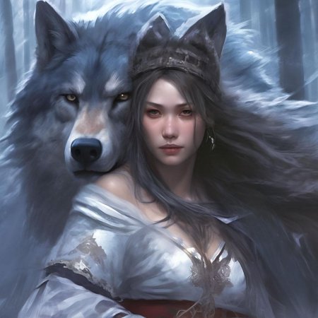 Красивая девушка с волком