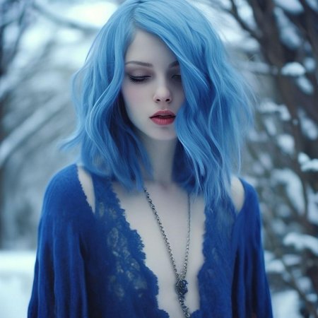 Девушка с синими волосами