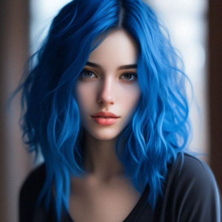 С голубыми волосами