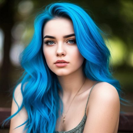 Girl with blue hair