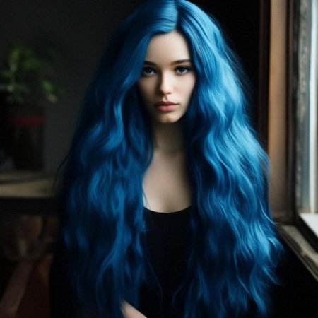 Девушка с синими волосами