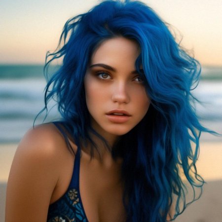 Девушка с синими волосами