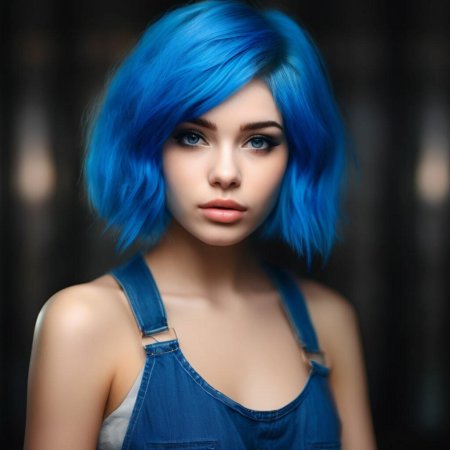 Девушка с синими волосами