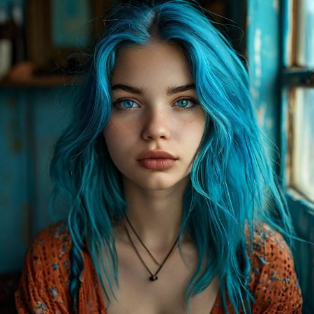 Девушка с голубыми волосами