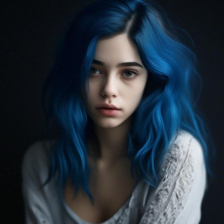 Девушка с голубыми волосами