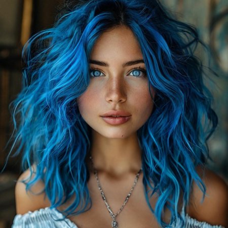 Девушка с синими волосами