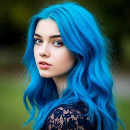 Девочка с голубыми волосами