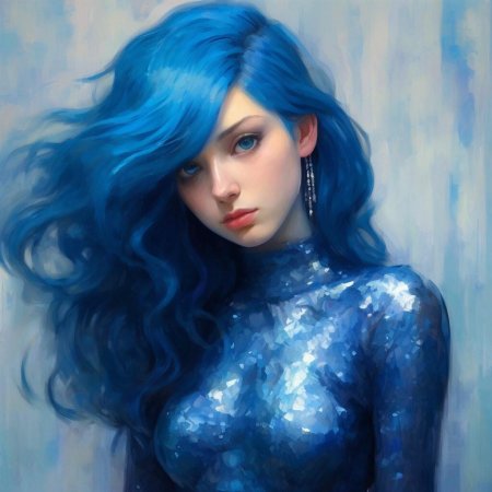 Девушка с синими волосами
