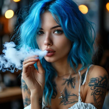 Девушки с синими волосами