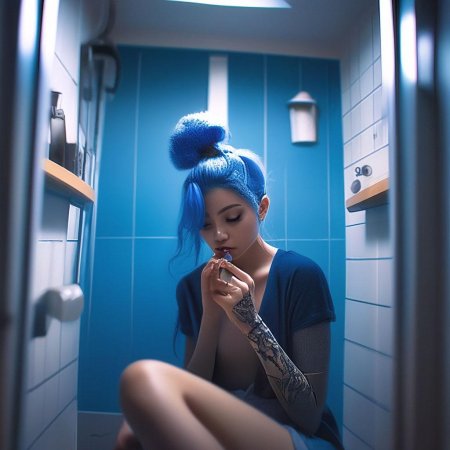 Человек с синими волосами