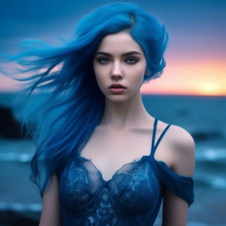 Волосы синие