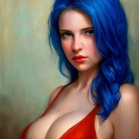 Девушка с синими волосами