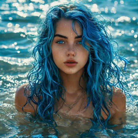 Девушка с синими волосами