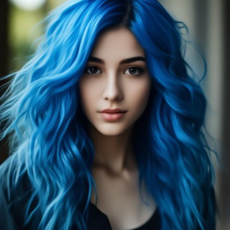 Девушка с синими волосами