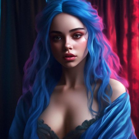 С голубыми волосами