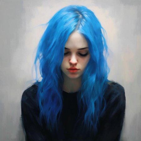 Девушка с синими волосами