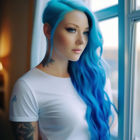 Девушка с голубыми волосами