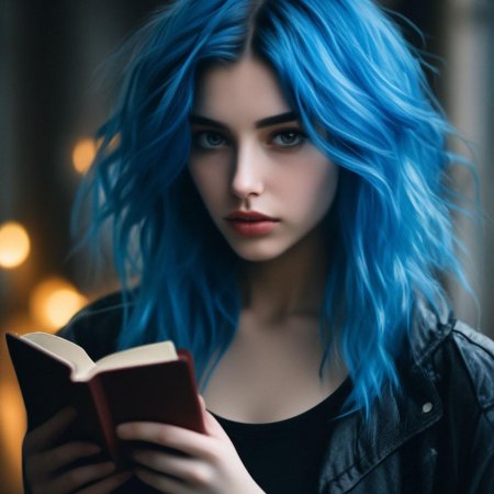 Девушка с синими волосами