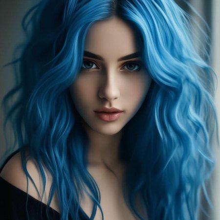 Девушка с синими волосами