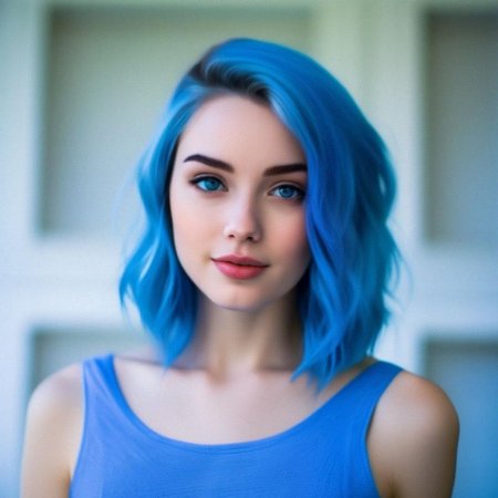 Девушка с голубыми волосами