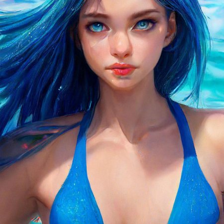 Русалка с синими волосами