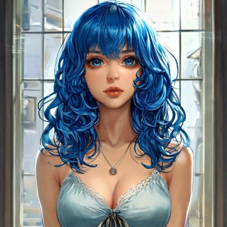 Девушка с голубыми волосами
