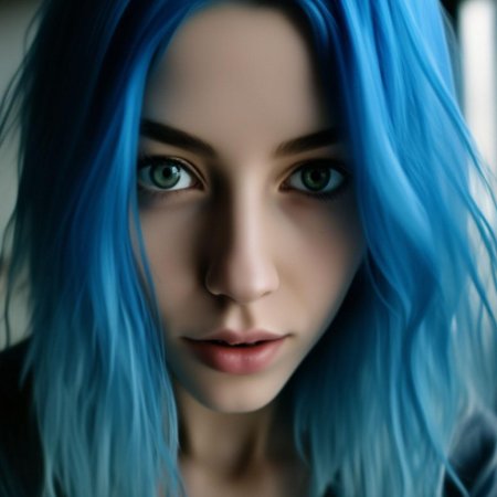 Девушка с голубыми волосами